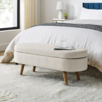 Ottoman Beige Oval Storage Bench_0