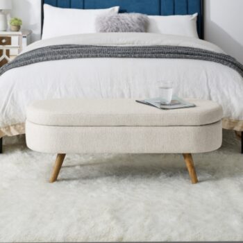 Ottoman Beige Oval Storage Bench_1