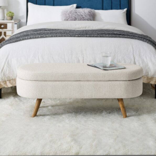 Ottoman Beige Oval Storage Bench_1