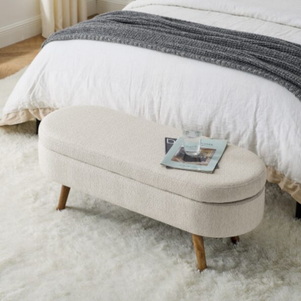 Ottoman Beige Oval Storage Bench_2