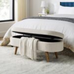 Ottoman Beige Oval Storage Bench_0