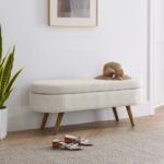 Ottoman Beige Oval Storage Bench_0