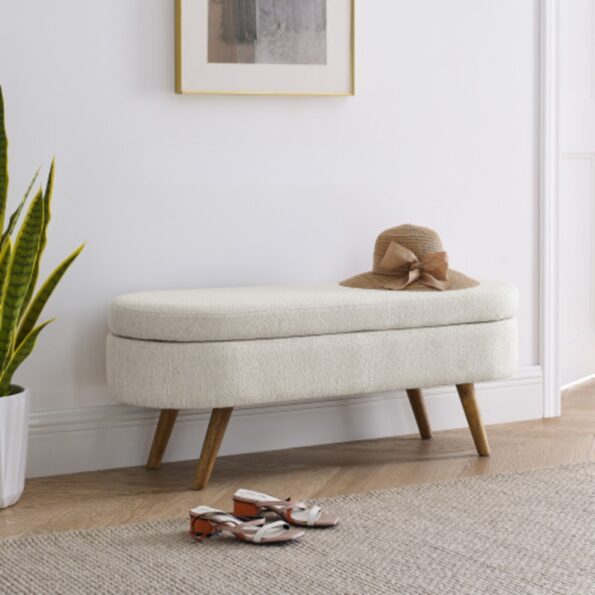 Ottoman Beige Oval Storage Bench_4