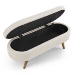 Ottoman Beige Oval Storage Bench_0