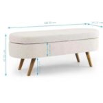 Ottoman Beige Oval Storage Bench_0