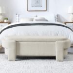 Linen Fabric Upholstered Storage Bench for Living Room_0