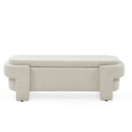 Linen Fabric Upholstered Storage Bench for Living Room_0