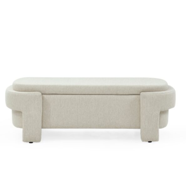 Linen Fabric Upholstered Storage Bench for Living Room_5