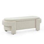 Linen Fabric Upholstered Storage Bench for Living Room_0