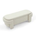 Linen Fabric Upholstered Storage Bench for Living Room_0