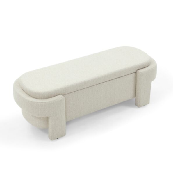 Linen Fabric Upholstered Storage Bench for Living Room_7