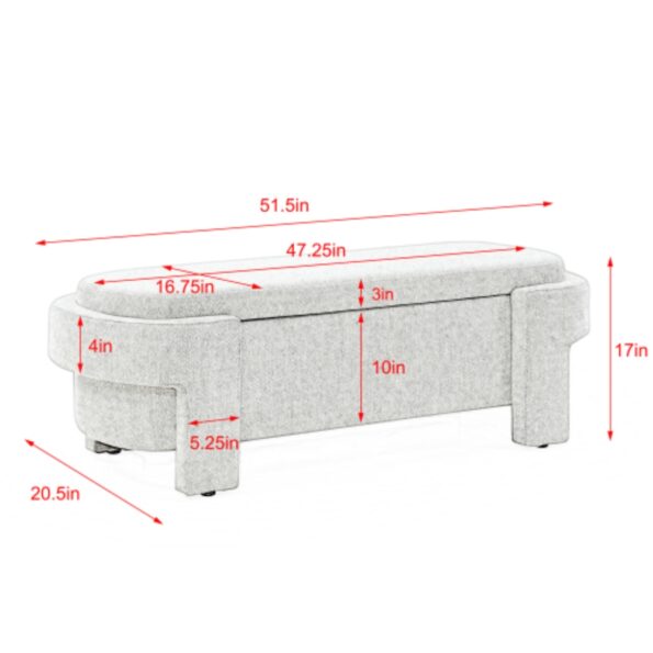 Linen Fabric Upholstered Storage Bench for Living Room_8