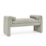 Gray Linen Fabric Bedroom Stool with Large Storage Space_0