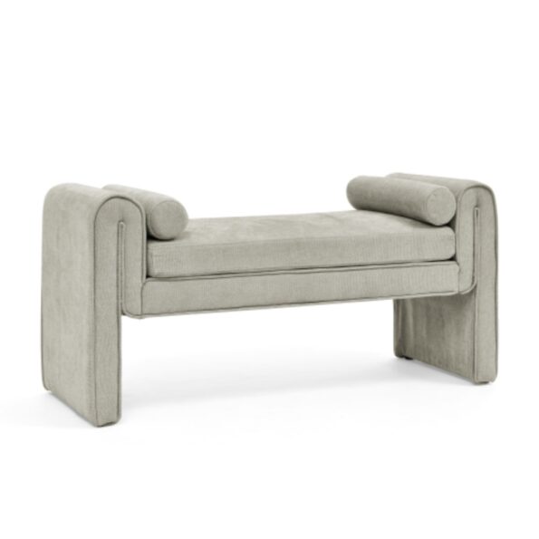 Gray Linen Fabric Bedroom Stool with Large Storage Space_5