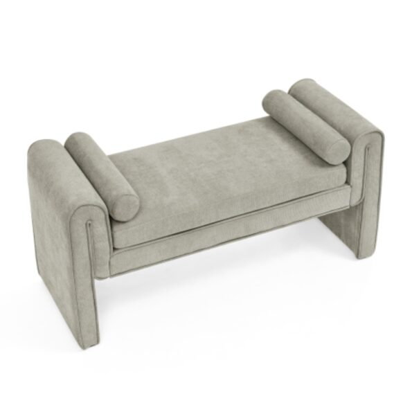 Gray Linen Fabric Bedroom Stool with Large Storage Space_6