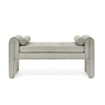 Gray Linen Fabric Bedroom Stool with Large Storage Space_0