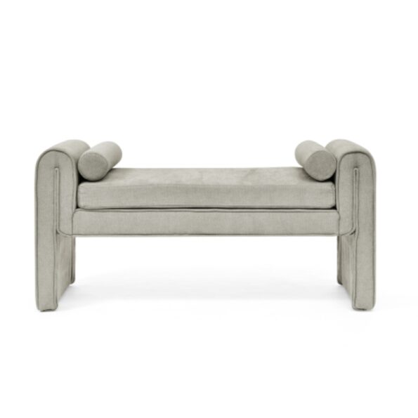 Gray Linen Fabric Bedroom Stool with Large Storage Space_7