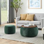 Round Storage Ottoman 2 in 1 End Table and Ottoman with Small Seat_0