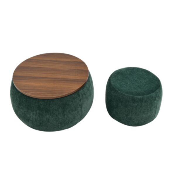Round Storage Ottoman 2 in 1 End Table and Ottoman with Small Seat_4