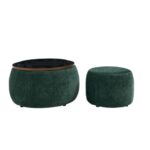 Round Storage Ottoman 2 in 1 End Table and Ottoman with Small Seat_0