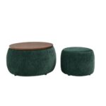 Round Storage Ottoman 2 in 1 End Table and Ottoman with Small Seat_0
