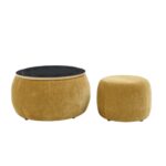 Round Storage Ottoman End Table 2 in 1 Multifunctional Design_0