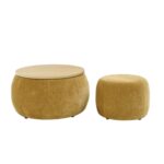 Round Storage Ottoman End Table 2 in 1 Multifunctional Design_0
