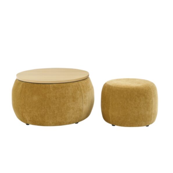 Round Storage Ottoman End Table 2 in 1 Multifunctional Design_5