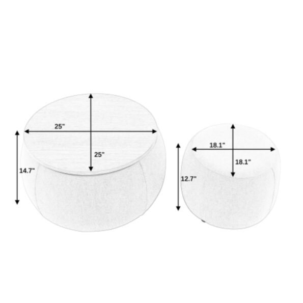 Round Storage Ottoman End Table 2 in 1 Multifunctional Design_6