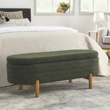 Ottoman Oval Storage Bench Rubber Wood Leg_1