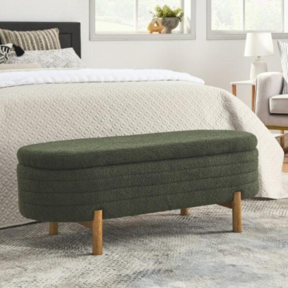 Ottoman Oval Storage Bench Rubber Wood Leg_1