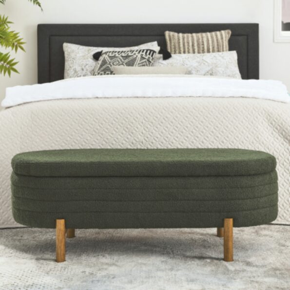 Ottoman Oval Storage Bench Rubber Wood Leg_2