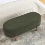 Ottoman Oval Storage Bench Rubber Wood Leg_0