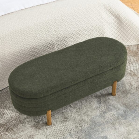 Ottoman Oval Storage Bench Rubber Wood Leg_3
