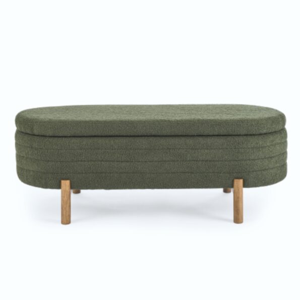 Ottoman Oval Storage Bench Rubber Wood Leg_4