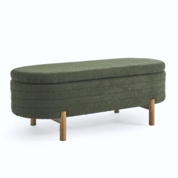 Ottoman Oval Storage Bench Rubber Wood Leg_5