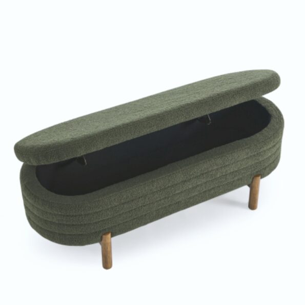 Ottoman Oval Storage Bench Rubber Wood Leg_6