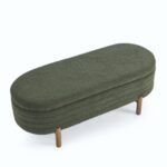 Ottoman Oval Storage Bench Rubber Wood Leg_0