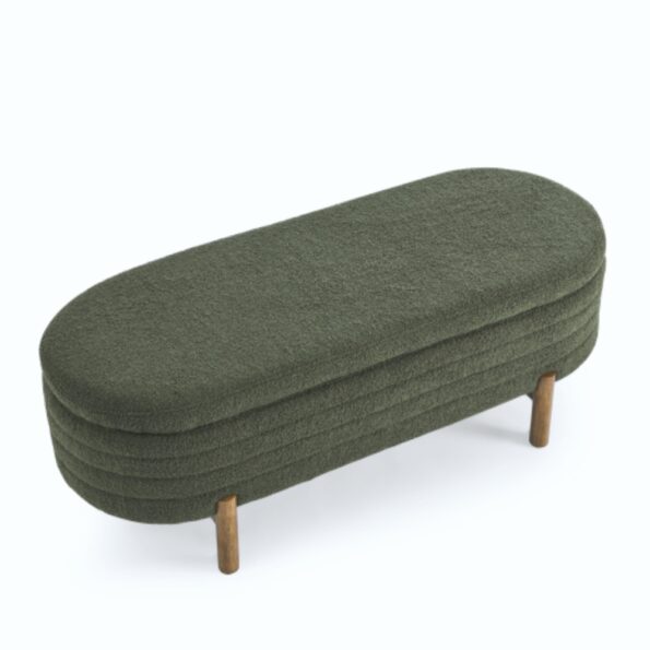 Ottoman Oval Storage Bench Rubber Wood Leg_7