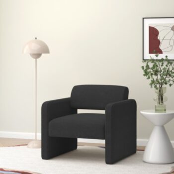 Black Upholstered Single Sofa Chair with Armrests_0