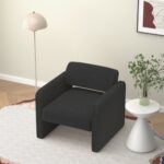 Black Upholstered Single Sofa Chair with Armrests_0