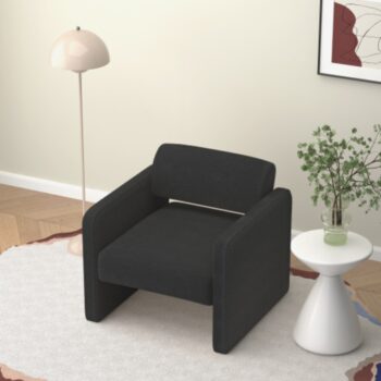 Black Upholstered Single Sofa Chair with Armrests_1