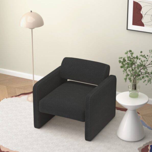 Black Upholstered Single Sofa Chair with Armrests_1