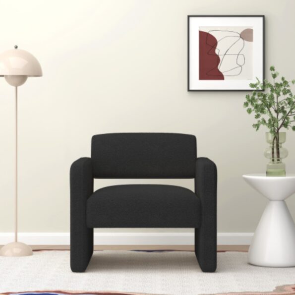 Black Upholstered Single Sofa Chair with Armrests_2