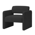 Black Upholstered Single Sofa Chair with Armrests_0
