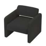 Black Upholstered Single Sofa Chair with Armrests_0
