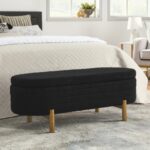 Ottoman Oval Storage Bench Rubber Wood Leg_0
