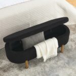 Ottoman Oval Storage Bench Rubber Wood Leg_0