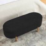 Ottoman Oval Storage Bench Rubber Wood Leg_0
