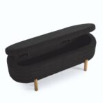 Ottoman Oval Storage Bench Rubber Wood Leg_0